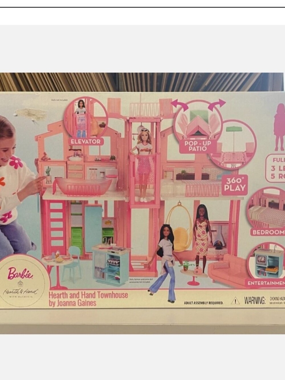NewBarbie Townhouse Playset 3-Level Dollhouse 40 Pcs Hearth & Hand Joanna Gaines